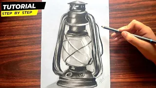 latern charcolpencil sketch l Tutorial l Step by step l Time-lapse l