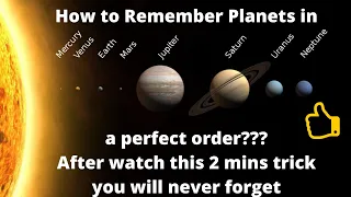 Trick for Order of the planets According to distance from the sun or earth and their sizes