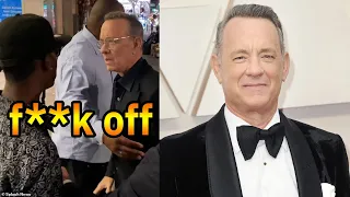 When Tom Hanks rushes to protect wife Rita Wilson as an aggressive fan nearly knocks her over