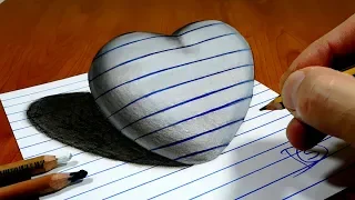 How to Draw a Heart on Line Paper   3D Trick Art