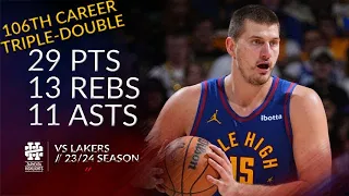 Nikola Jokic 29 pts 13 rebs 11 asts vs Lakers 2324 season