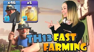 FARM without HEROES at TH13 - TH13 MASS MINER Attack Strategy - Best TH13 Farming Strategy