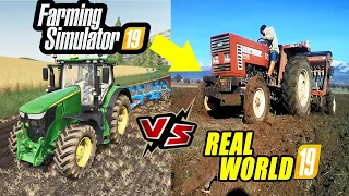 Farming Simulator VS Real World [ PLOWING & HARVESTING ]
