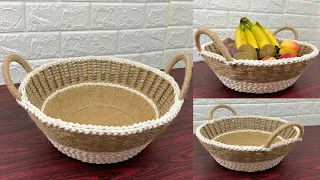 Diy Basket/ Diy Jute Basket/ Rope Basket Diy/ Jute Rope Crafts/ سبت يدوي