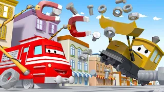 Trenuletul Troy - Troy,trenul magnet,curata dezastrul - Orasul Trenurilor 🚄 Desene pentru copii