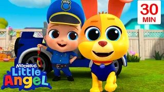 Cop Baby John and Officer Bingo 👮 Bingo and Baby John | Little Angel Nursery Rhymes and Kids Songs