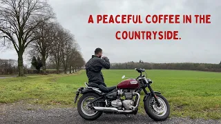 Taking the Triumph Speedmaster for a coffee in the countryside.