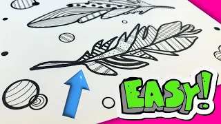 How to Draw the EASIEST EVER ZENTANGLE Feather with a Loose Watercolor Background