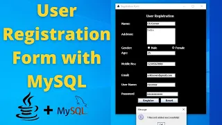 Create User Registration Form in Java with  MySQL || Swing and JDBC