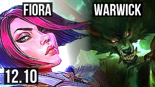 FIORA vs WARWICK (TOP) | 72% winrate, 6 solo kills, Godlike | EUW Master | 12.10