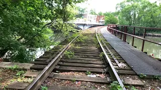 Walking on an abandoned railroad, bridge, & street running in Garfield, NJ