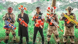 LTT Nerf Mod : 1 Hour Nerf War | Couple SEAL MARINES Nerf Guns Fight RED SATAN Mask 2