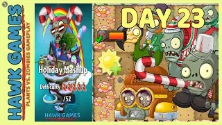 Plants vs Zombies 2 Holiday Mashup World Day 23 Easy (Defeat 10 Zombies in 15s & Flowers)