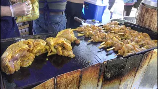 London Street Food Market. Roasted Meat and Blue Rice, Beef and Sausages and More. Victoria Park