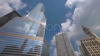 Skyscraper time lapse - Chicago.  Trump tower and Wrigley building. Stock Footage