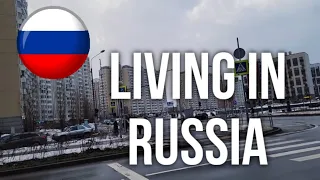 Walk through huge housing complex in suburban Moscow, Russia