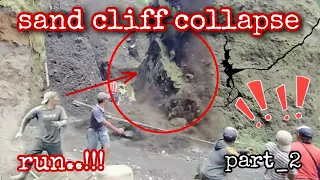 massive sand cliff collapse‼️mining sand the most dangerous jobs