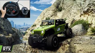 GTA 5 - Jeep Wrangler Deberti Realistic Offroading - Logitech G29 Steering Wheel Gameplay