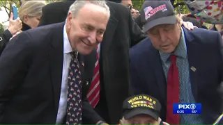 President Trump kicks off Veterans Day tribute in NYC as more than 100 protest nearby