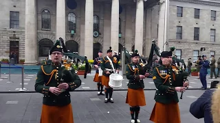 Irish Defence Forces Pipe Band &  Army No.1 Band Perform outside G.P.O. Dublin. Easter Sunday 2017.