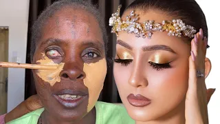 Unbelievable 💣👉😱 Gele And Makeup Transformation🔥😳 Cirurgia Plastica 💉💉 Makeup Tutorial 👆
