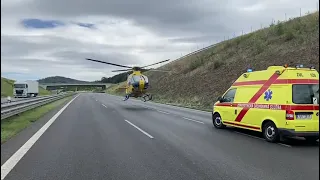 ODLET VRTULNÍKU LZS OD TRAGICKÉ NEHODY NA DÁLNICI D8