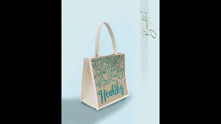 Bolsa de yute para regalo, yute natural con estampado y tocuyo.