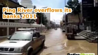 Chiang Mai, Thailand 2011 -- Ping River Overflows and Floods into City