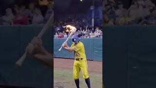 Bat on fire gone WRONG | Savannah Bananas #shorts #bananaball #baseball