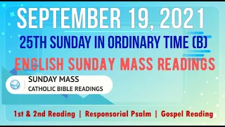 19 September 2021 English Sunday Mass Readings | 25th Sunday in Ordinary Time (B)