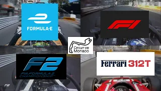 Gen2 Formula E vs 2018 Formula 1 vs 2019 Formula 2 vs 1975 Ferrari 312T Formula 1 @ Monaco