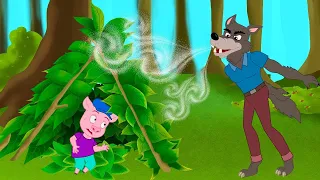 Three Little Pigs | Wolf Stories | लहान मुलांसाठी नवीन कथा | Marathi Goshti