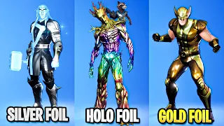 How to Unlock All MARVEL FOIL Edit Styles.! (Silver, Gold & Holo Skins) - Fortnite Season 4