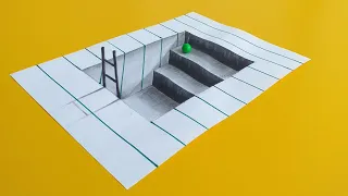 3D drawing in 5 minutes/ 3d drawing stairs on paper for beginners