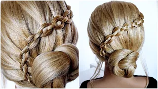 😱 NEW EASY CHAIN WATERFALL BRAID bun UPDO hairstyle || easy hairstyle || bridal hairstyle || hair ||