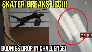 Skateboarder Breaks Leg Doing The Boonies Drop In Challenge!