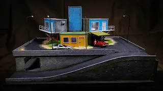 DIORAMA GARAGE UNDER SHIPPING CONTAINER HOUSE