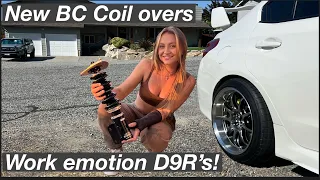 Installing Bc Racing Coil Overs On Mabelles 2021 Sti | Installing Work Emotion D9R’s on our Sti’s