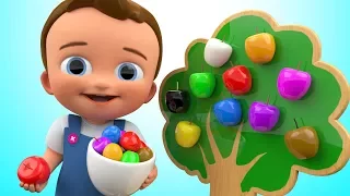 Apple Fruits 3D Wooden Toys with Little Baby to Learn Colors for Children - 3D Kids Toddlers Video