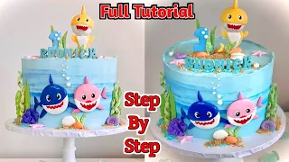 Pretty And Elegant Baby Shark Cake | Baby Shark Fondant Cake Tutorial | Baby Shark Theme Cake