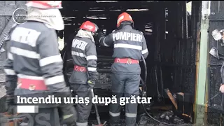 Incendiu de proporţii după grătar. Două garaje, un autoturism şi o grădină au fost mistuite d