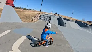 First time at the Skate Park and Bicycle Pump Track for Jettson