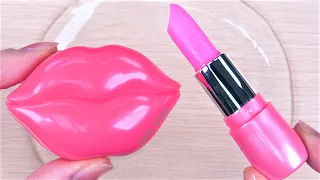 Black vs Pink!🖤💗 ASMR LIPSTICK SLIME! Mixing Lipstick, Makeup into slime #lipstickslime #slimevideos