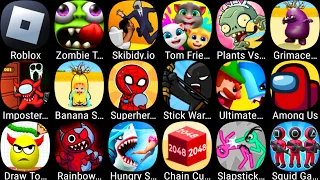 Plants Vs Zombies,Banana Survival,Draw To Smash,Squid Game,StickWar Legacy,Among Us,Imposter In Door