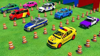 TRANSPORTING BMW, DACIA, VOLKSWAGEN, CHEVROLET ALL POLICE CARS WITH MAN TRUCKS! Farming Simulator 22