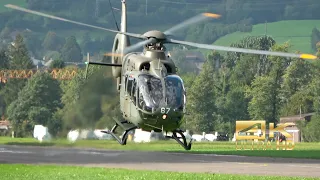 (4K) Eurocopter EC-635P Swiss Air Force arrival & departure Mollis AirBase ZigAirMeet 2023 T-367