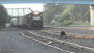 Norfolk Southern #5660 & 5816 Leetsdale, PA local train waiting for a signal  6/30/14 00006