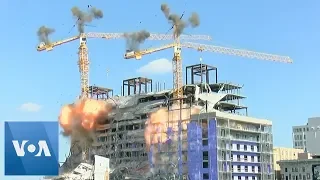 Cranes Demolished Over Hard Rock Hotel Ruins in New Orleans