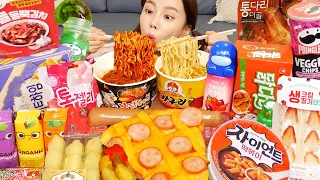 [Mukbang ASMR] Korean Convenience store 🍳 Homemade Cheese Pizza Honey Jelly Dessert Recipe Ssoyoung