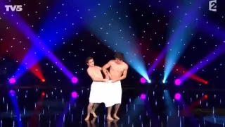 Two french comedians - two towels - Hungarian dance by Brahms - Perfect performance.